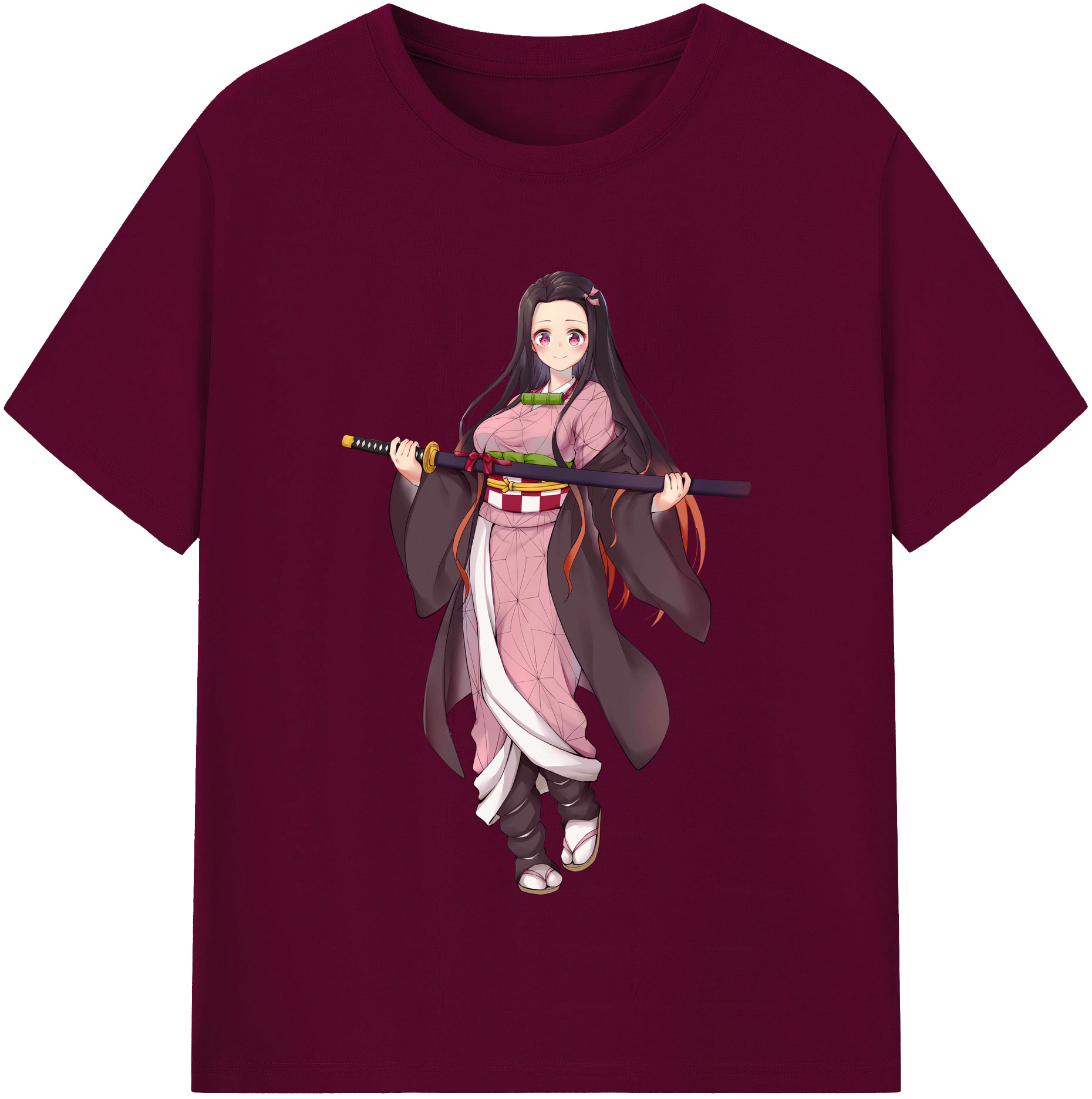 （画像用） 鬼滅の刃（きめつのやいば）竈門 禰󠄀豆子／かまど ねずこ Kamado Nezuko レディースカジュアルプリントTシャツ（綿100％）